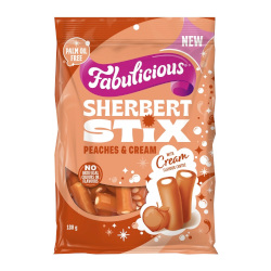 RJs Fabulicious Peaches & Cream Sherbert Stix (180g)