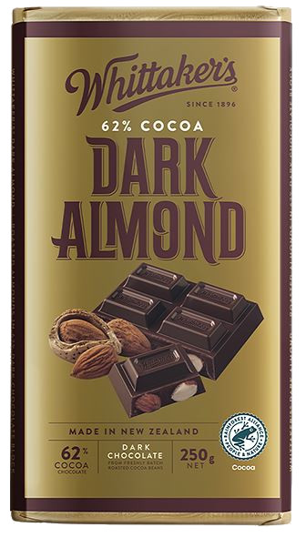 Whittakers Dark Almond Chocolate Block (250g)