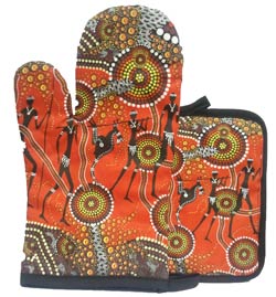 Aboriginal Oven Mitt and Pot Set - Land  