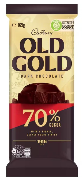 Cadbury Old Gold 70% Cocoa Dark Chocolate (165g)
