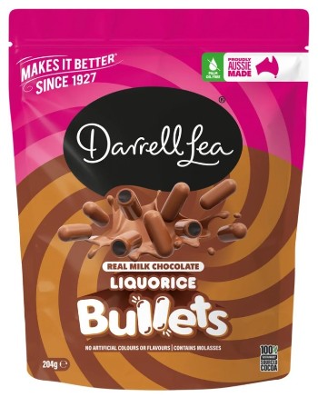Darrell Lea Milk Chocolate Liquorice Bullets (204g)