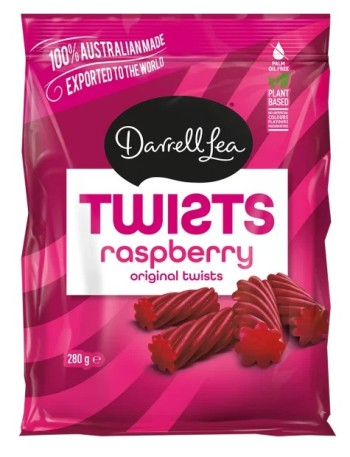 Darrell Lea Raspberry Original Twists (280g)