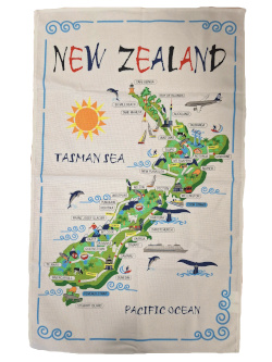 Tea Towel - New Zealand Map