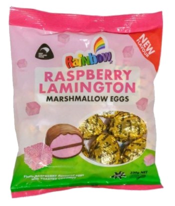 Rainbow Marshmallow Raspberry Lamington Eggs  (320g)