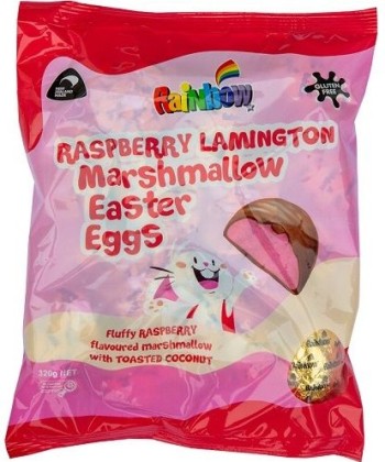 Rainbow Marshmallow Raspberry Lamington Eggs  (320g)