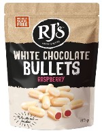 RJs White Chocolate Bullets Raspberry (180g)