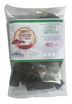 Simply African Meat Snacks Garlic Peri Peri Droewors (100g)