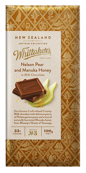 Whittakers Artisan Collection - Nelson Pear & Manuka Honey in Milk Chocolate (100g)